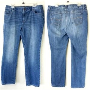 Chico's Platinum Denim Stretch Straight Leg Medium Wash Jeans Size 3 Short